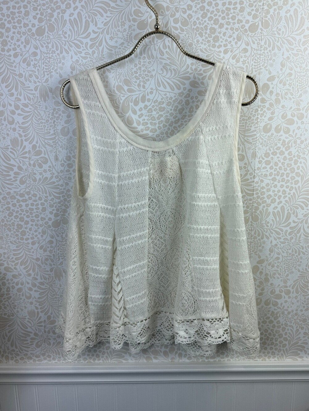 Meadow Rue by Anthropologie Ivory Carrigan Lace Swing Tank - Size - Large - NWT - Picture 3 of 6